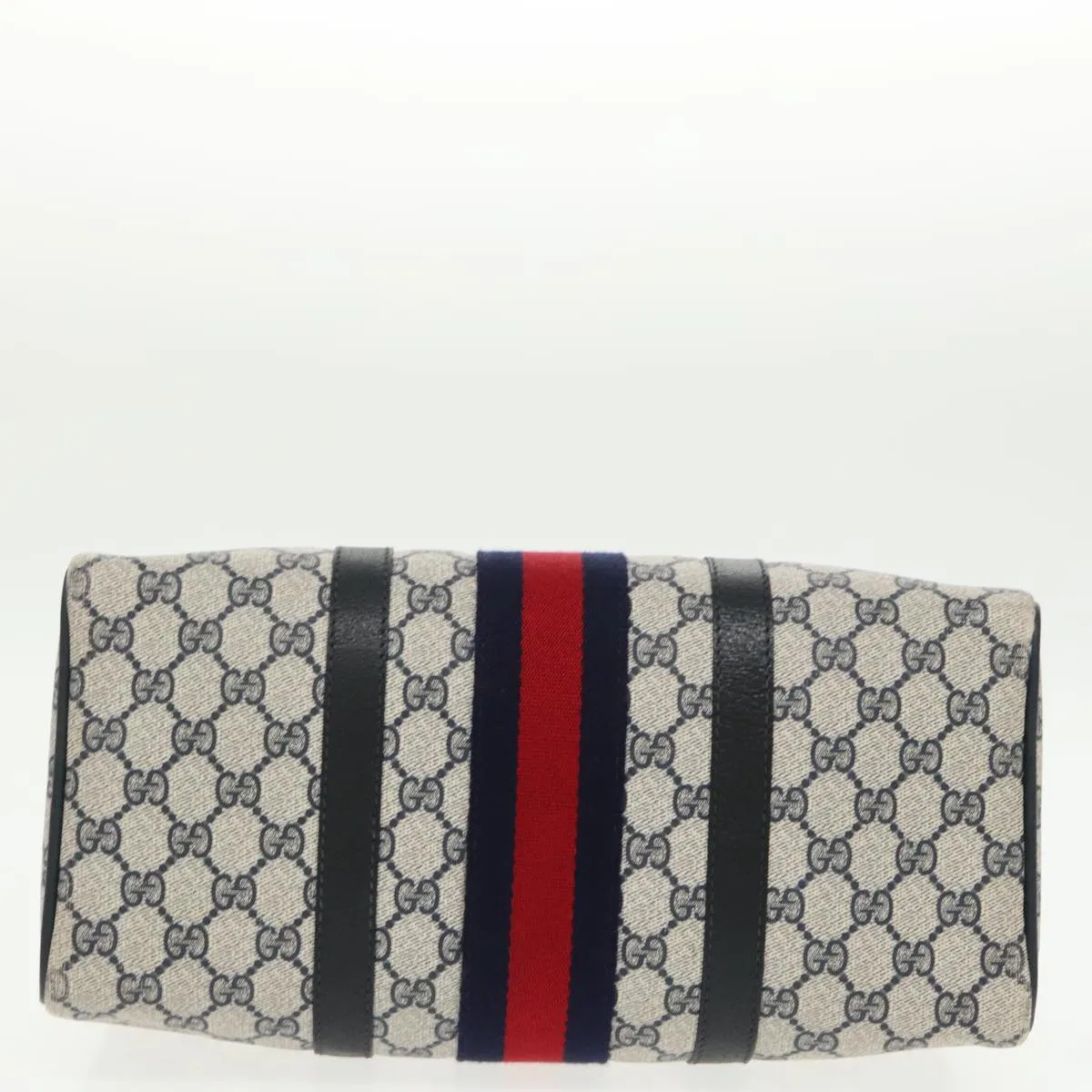 GUCCI GG Supreme Sherry Line Boston Bag PVC Navy Red 40 3842 ep6731