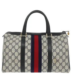 GUCCI GG Supreme Sherry Line Boston Bag PVC Navy Red 40 3842 ep6731