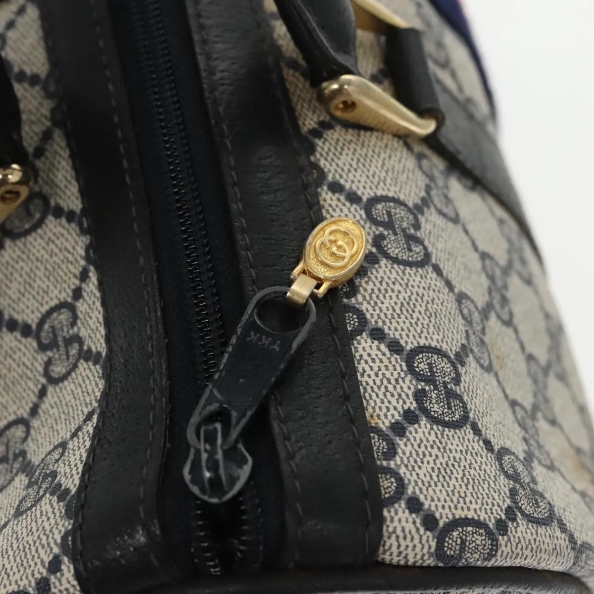 GUCCI GG Supreme Sherry Line Boston Bag PVC Navy Red 40 3842 ep6731