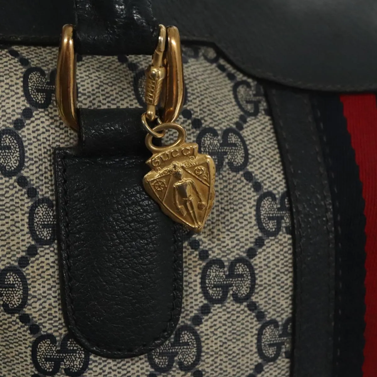 GUCCI GG Supreme Sherry Line Mini Boston Bag PVC Leather 2way Beige ki5153