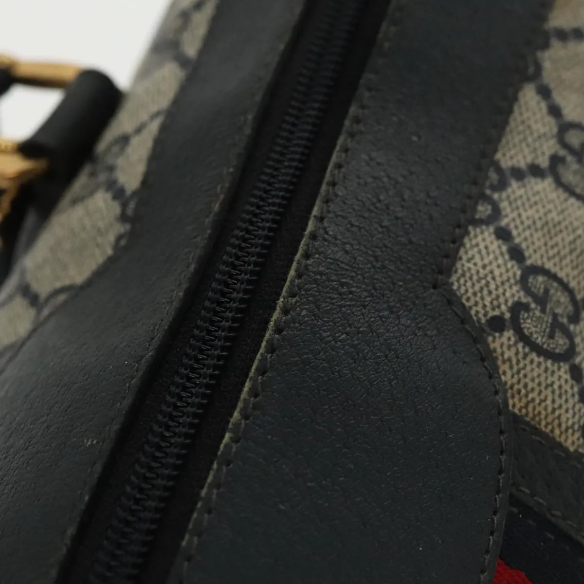 GUCCI GG Supreme Sherry Line Mini Boston Bag PVC Leather 2way Beige ki5153