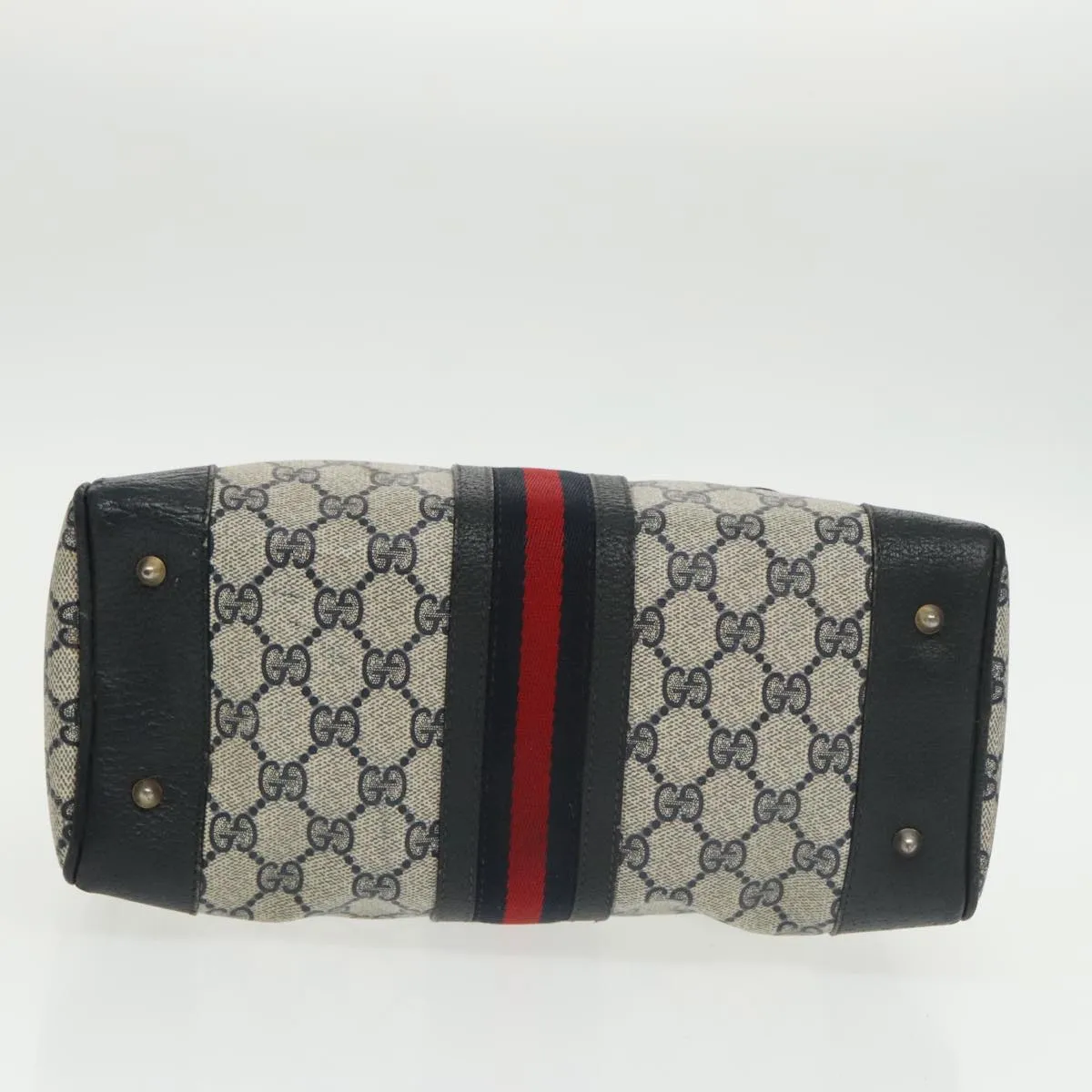 GUCCI GG Supreme Sherry Line Mini Boston Bag PVC Leather 2way Beige ki5153