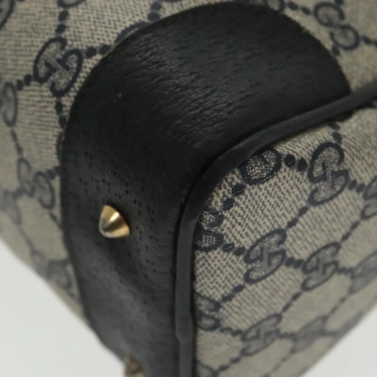 GUCCI GG Supreme Sherry Line Mini Boston Bag PVC Leather 2way Beige ki5153