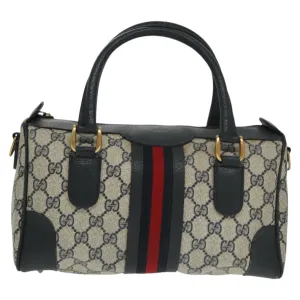 GUCCI GG Supreme Sherry Line Mini Boston Bag PVC Leather 2way Beige ki5153