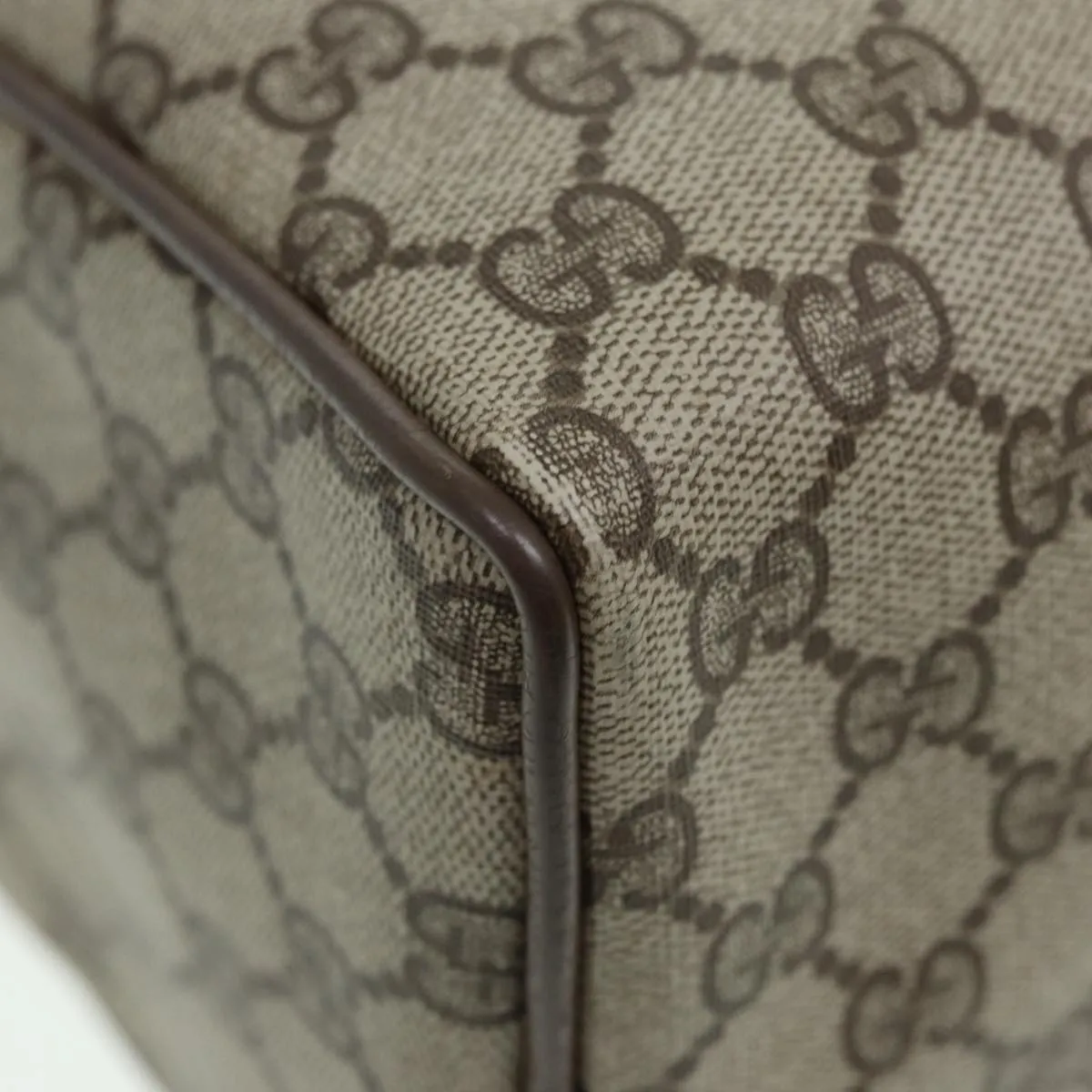 GUCCI GG Supreme Web Sherry Line Boston Bag PVC Beige 39 02 007 yk13664