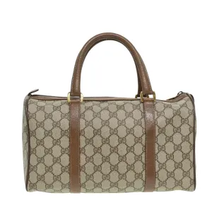 GUCCI GG Supreme Web Sherry Line Boston Bag PVC Beige 39 02 007 yk13664