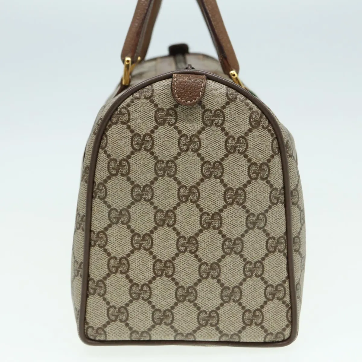 GUCCI GG Supreme Web Sherry Line Boston Bag PVC Beige 39 02 007 yk13664