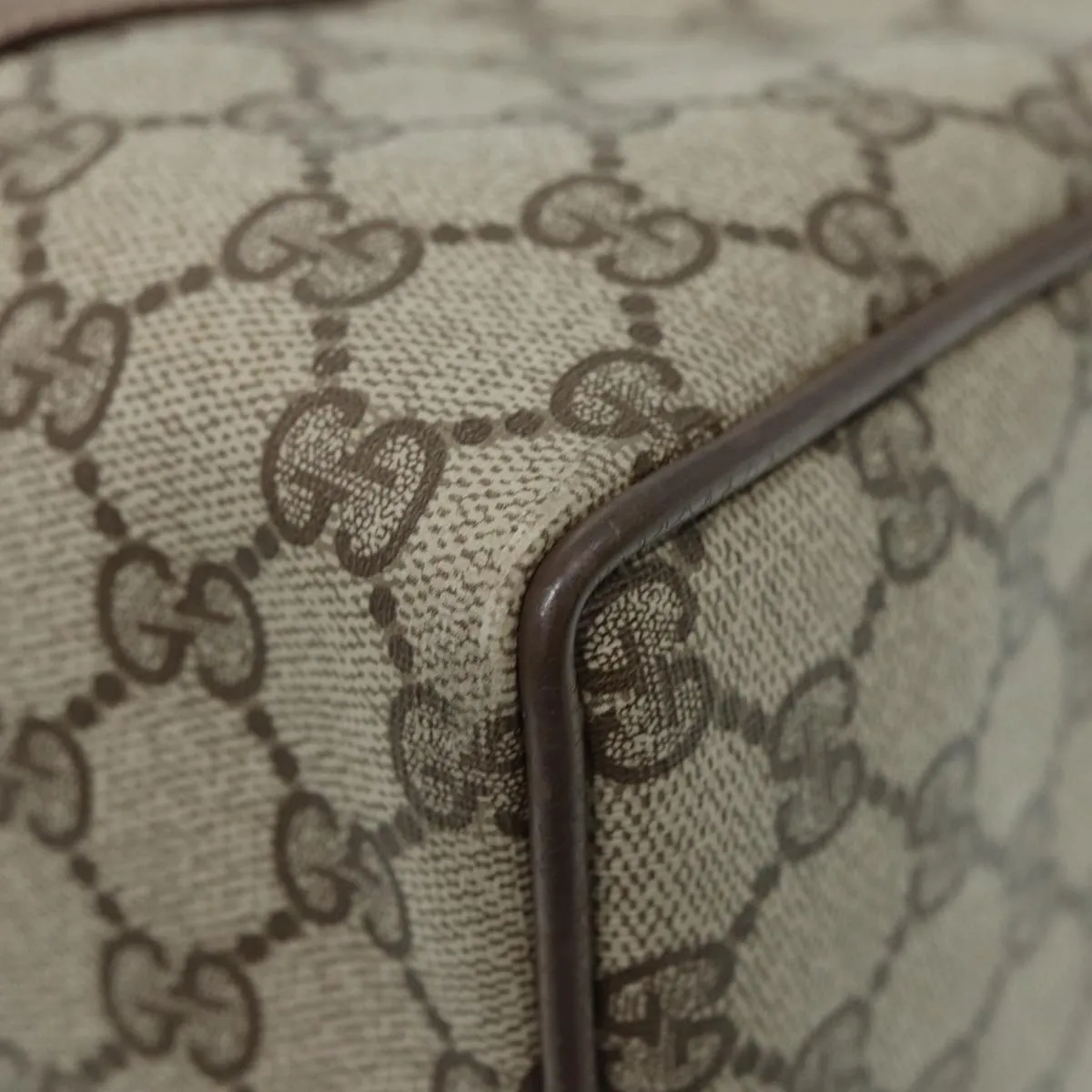 GUCCI GG Supreme Web Sherry Line Boston Bag PVC Beige 39 02 007 yk13664