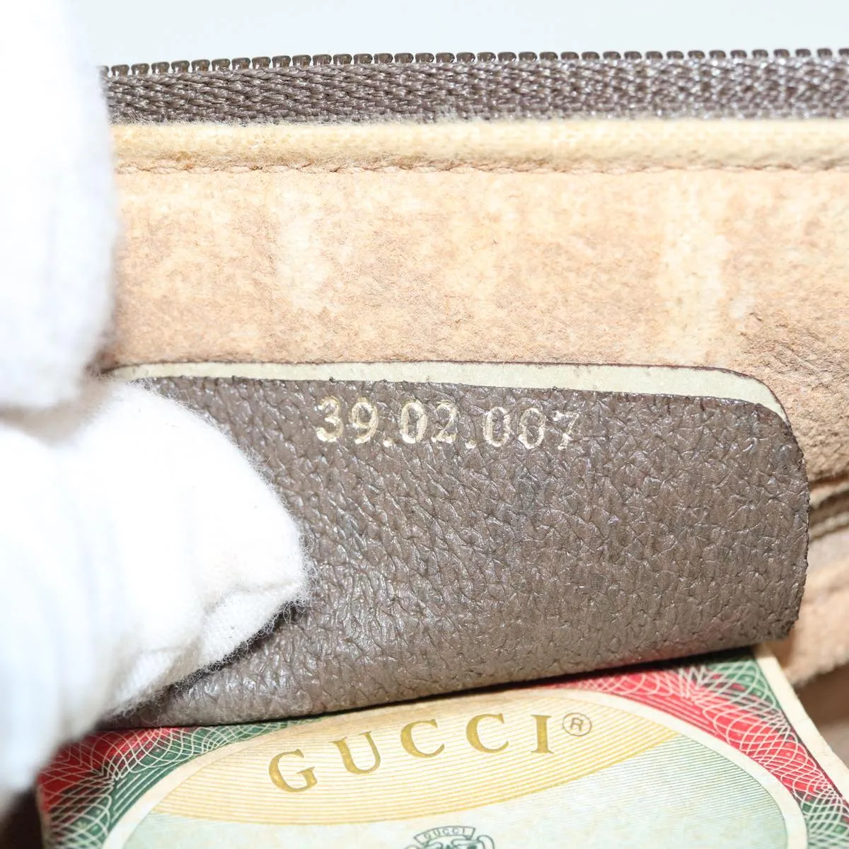 GUCCI GG Supreme Web Sherry Line Boston Bag PVC Beige 39 02 007 yk13664
