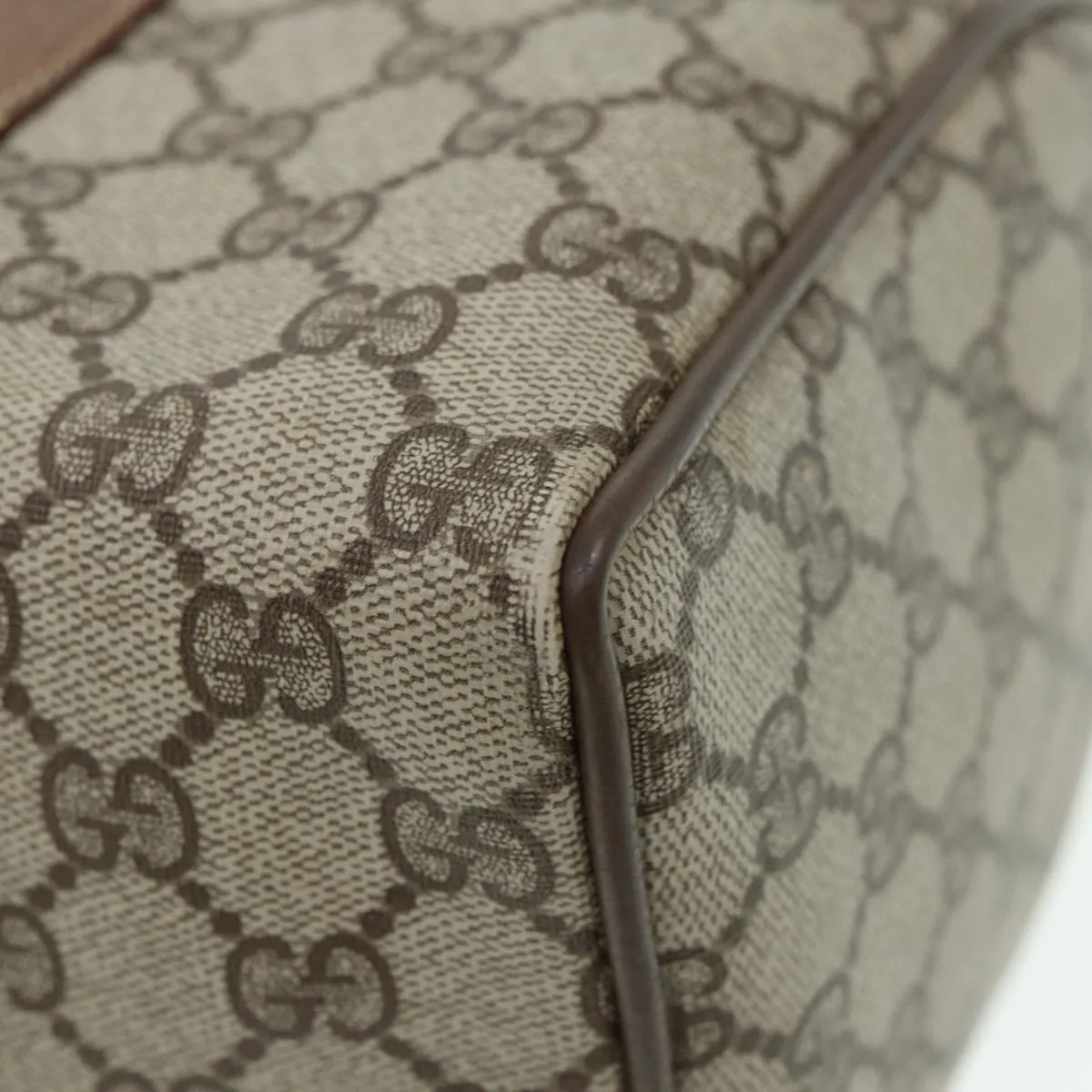 GUCCI GG Supreme Web Sherry Line Boston Bag PVC Beige 39 02 007 yk13664