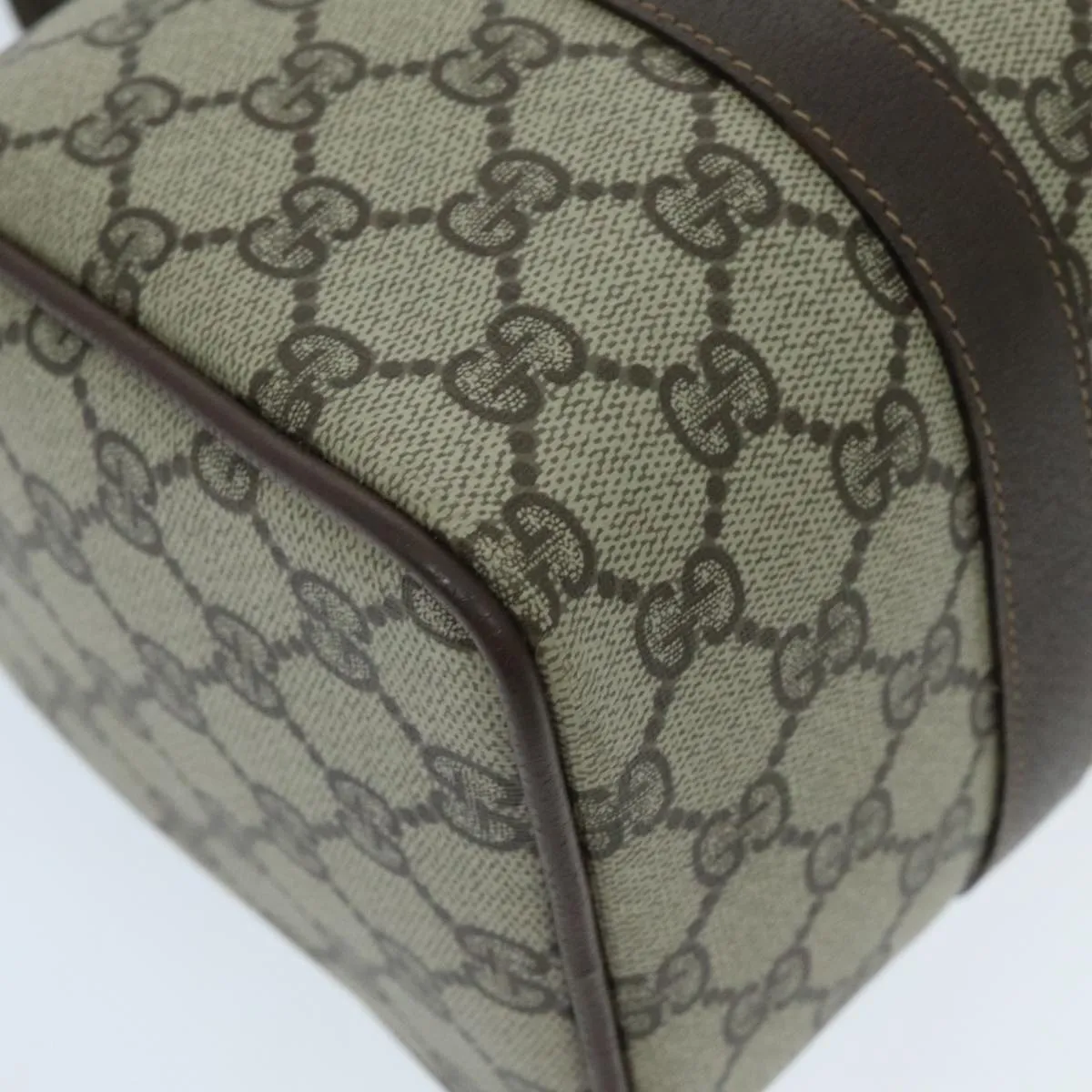 GUCCI GG Supreme Web Sherry Line Boston Bag PVC Beige Gold 39 02 006 95301