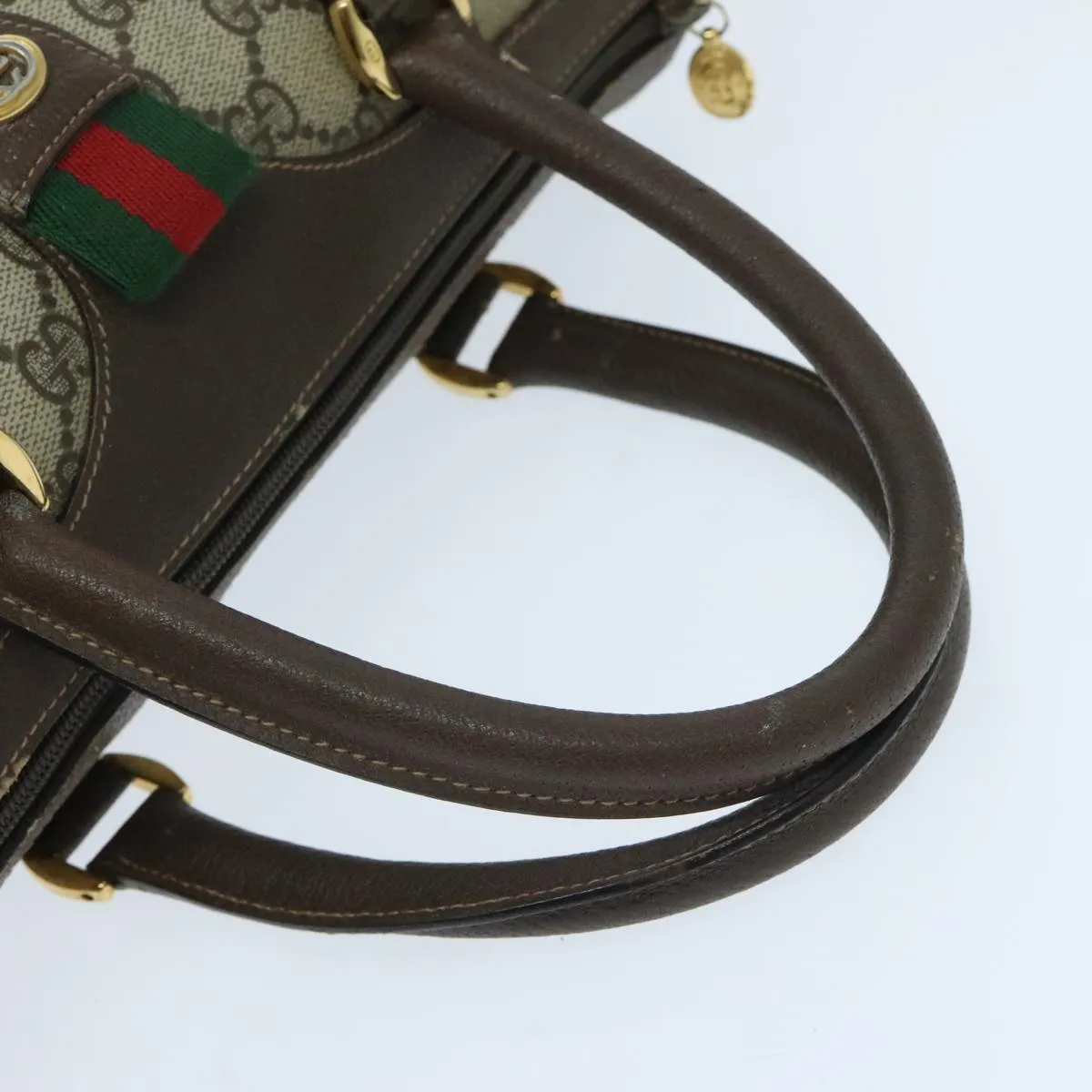 GUCCI GG Supreme Web Sherry Line Boston Bag PVC Beige Gold 39 02 006 95301