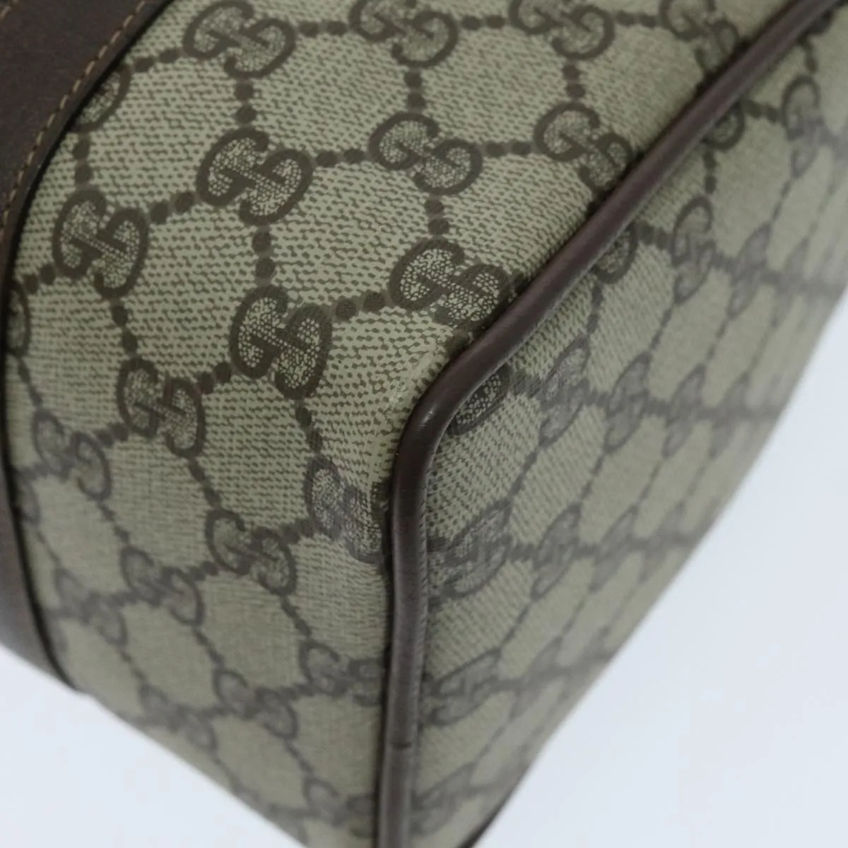 GUCCI GG Supreme Web Sherry Line Boston Bag PVC Beige Gold 39 02 006 95301