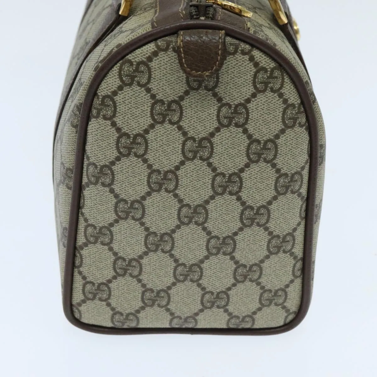 GUCCI GG Supreme Web Sherry Line Boston Bag PVC Beige Gold 39 02 006 95301