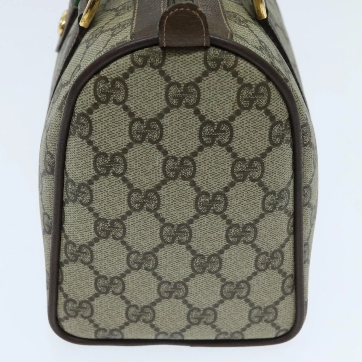 GUCCI GG Supreme Web Sherry Line Boston Bag PVC Beige Gold 39 02 006 95301