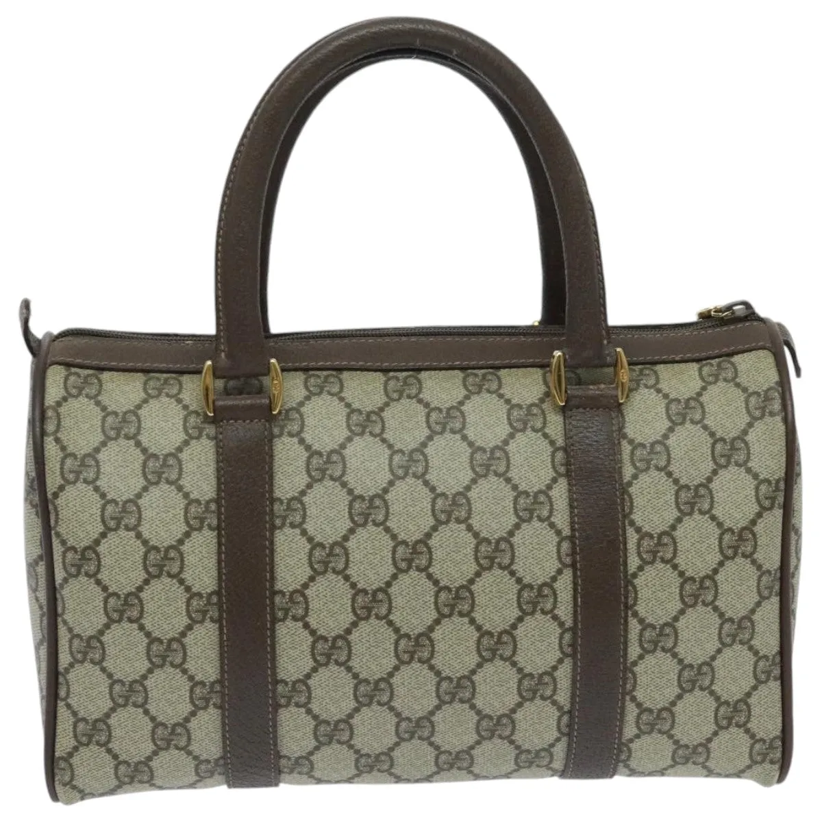 GUCCI GG Supreme Web Sherry Line Boston Bag PVC Beige Gold 39 02 006 95301