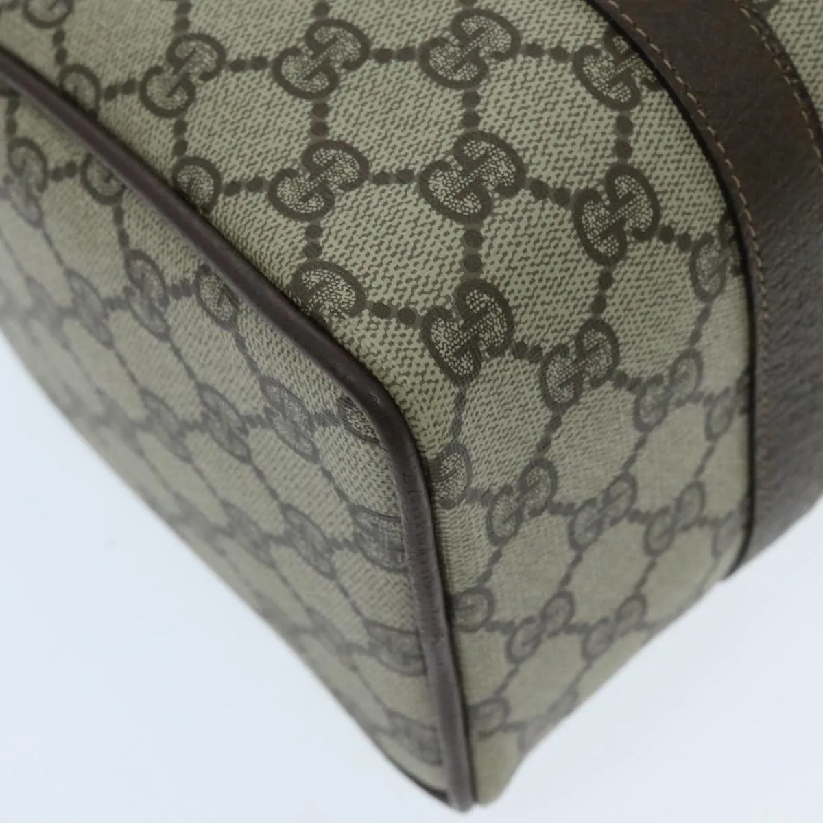 GUCCI GG Supreme Web Sherry Line Boston Bag PVC Beige Gold 39 02 006 95301