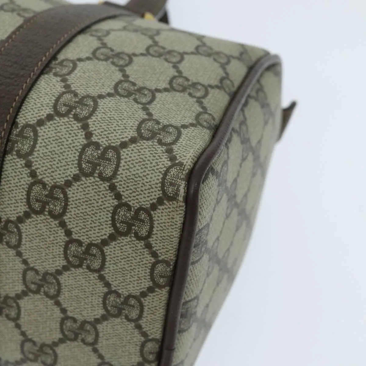 GUCCI GG Supreme Web Sherry Line Boston Bag PVC Beige Gold 39 02 006 95301