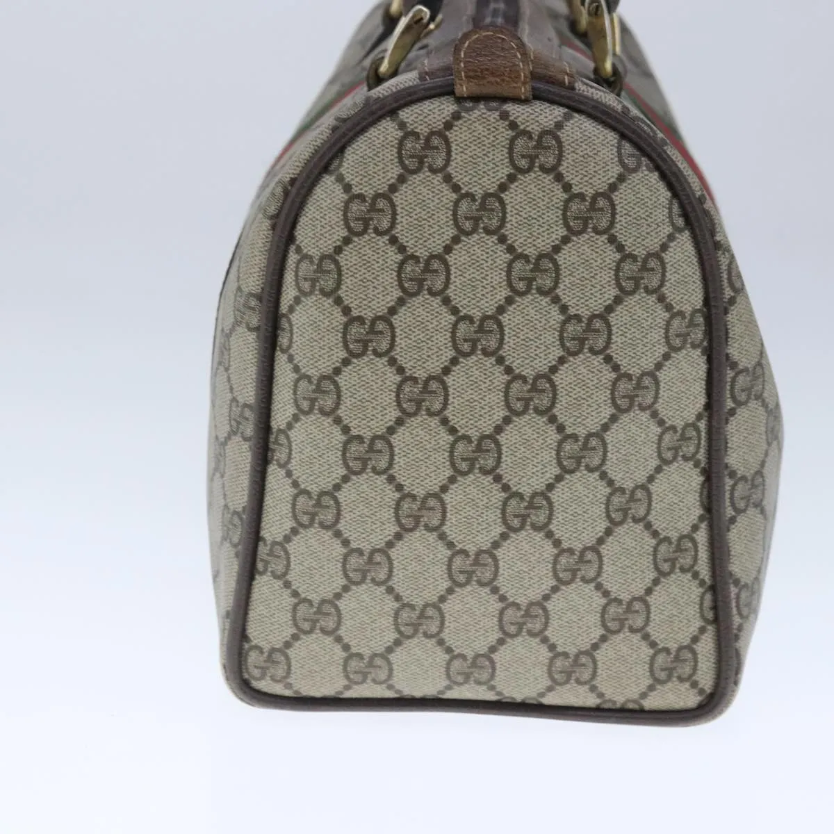 GUCCI GG Supreme Web Sherry Line Boston Bag PVC Beige Green Red ep6734