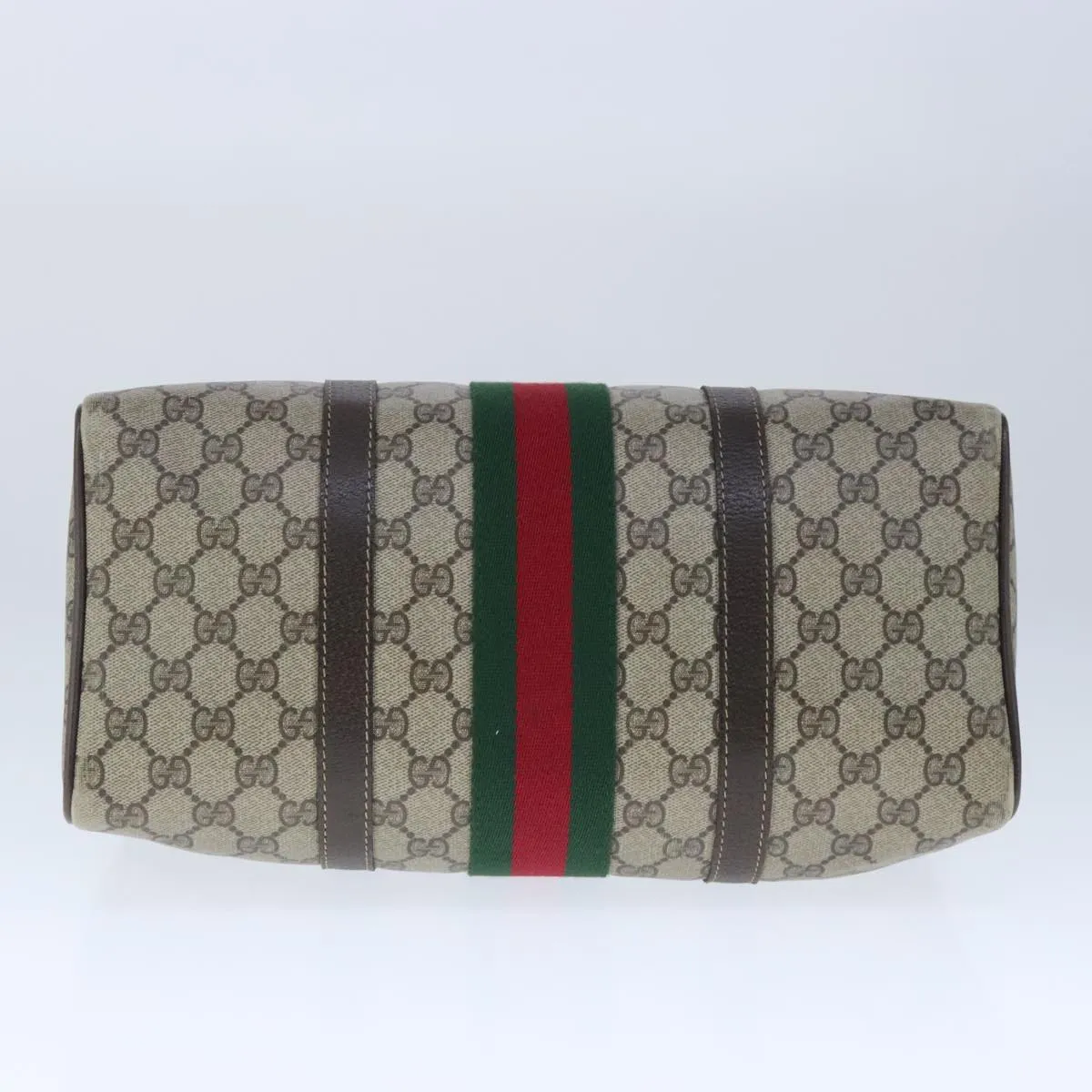 GUCCI GG Supreme Web Sherry Line Boston Bag PVC Beige Green Red ep6734