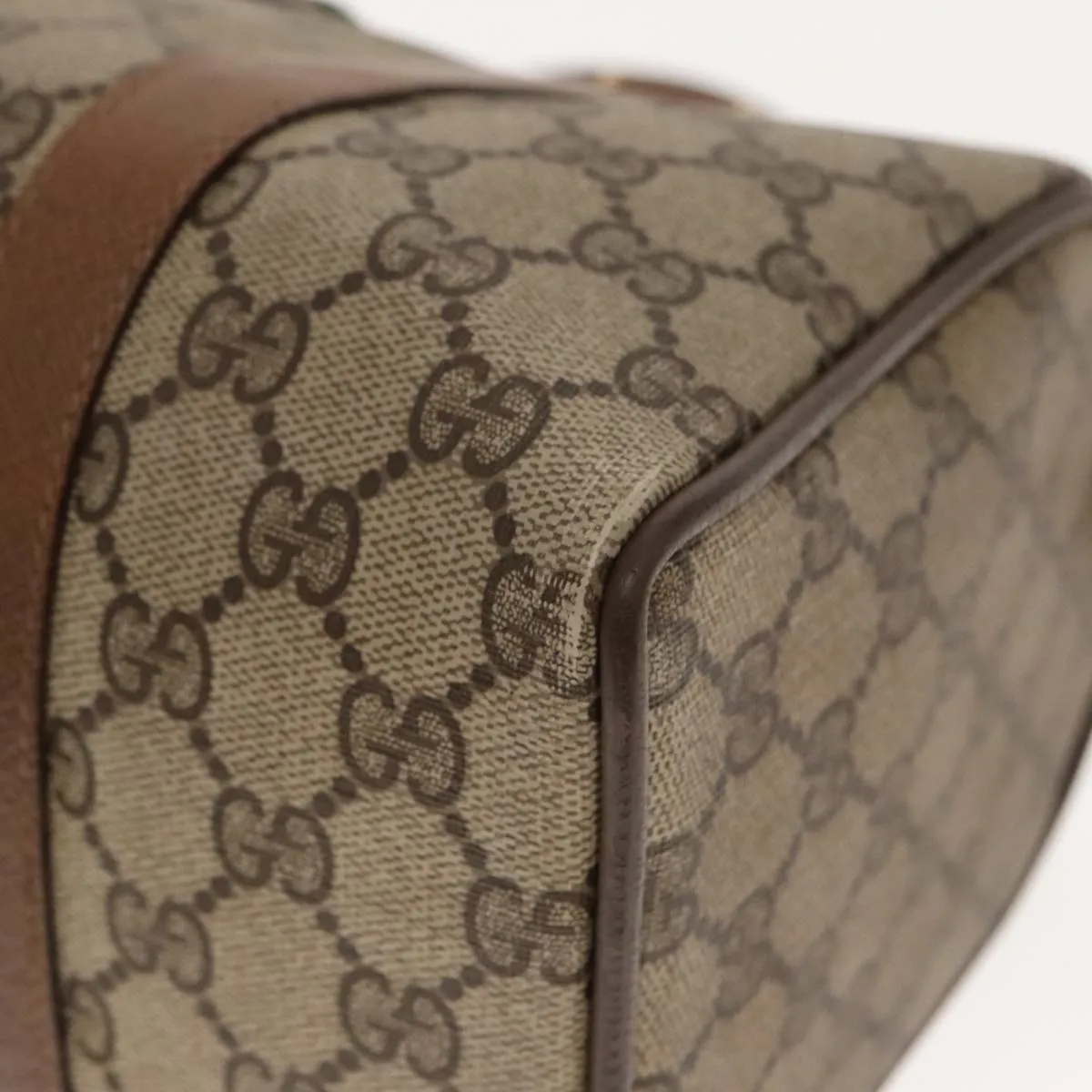 GUCCI GG Supreme Web Sherry Line Boston Bag PVC Beige Red 116 02 006 94986