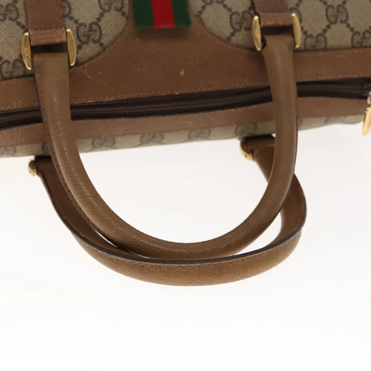 GUCCI GG Supreme Web Sherry Line Boston Bag PVC Beige Red 116 02 006 94986
