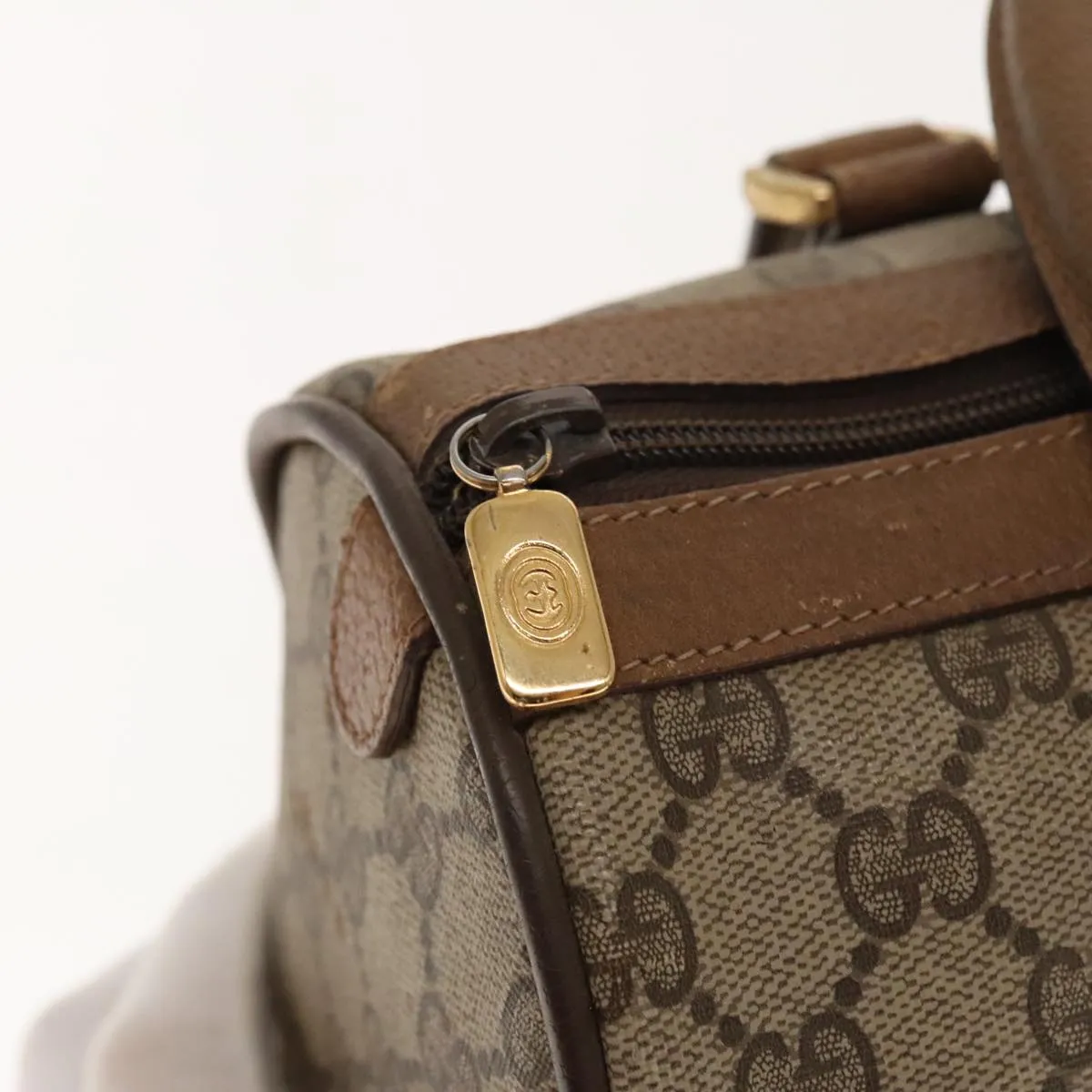 GUCCI GG Supreme Web Sherry Line Boston Bag PVC Beige Red 116 02 006 94986