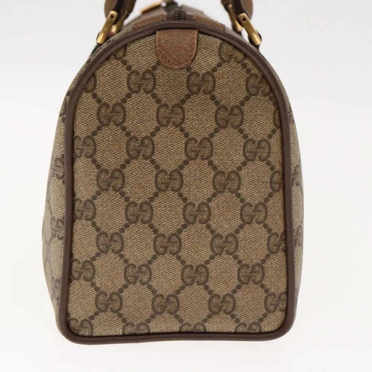 GUCCI GG Supreme Web Sherry Line Boston Bag PVC Beige Red 116 02 006 94986