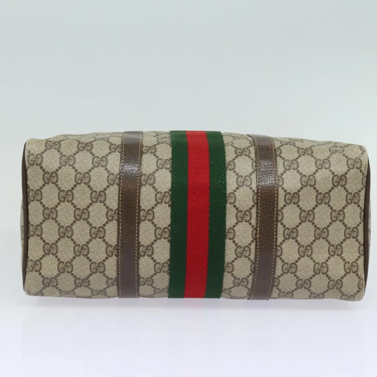 GUCCI GG Supreme Web Sherry Line Boston Bag PVC Beige Red 40 02 007 79749