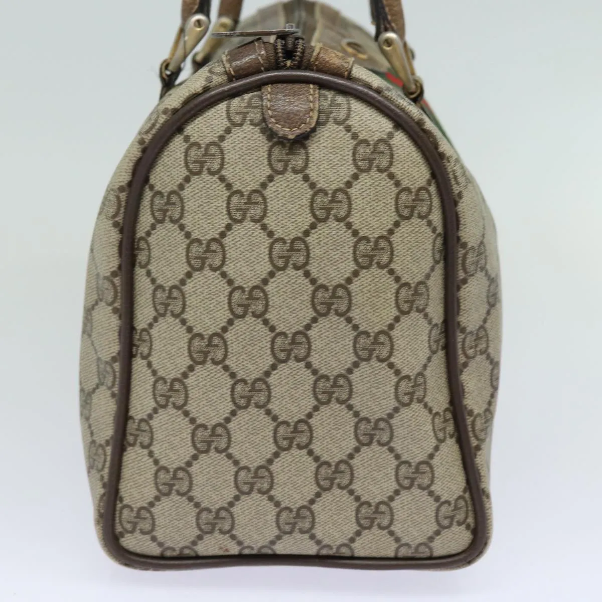 GUCCI GG Supreme Web Sherry Line Boston Bag PVC Beige Red 40 02 007 79749