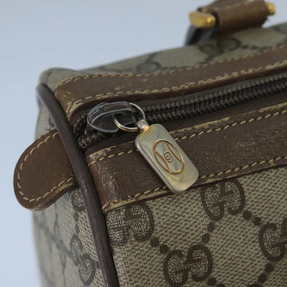 GUCCI GG Supreme Web Sherry Line Boston Bag PVC Beige Red 58 02 006 101466