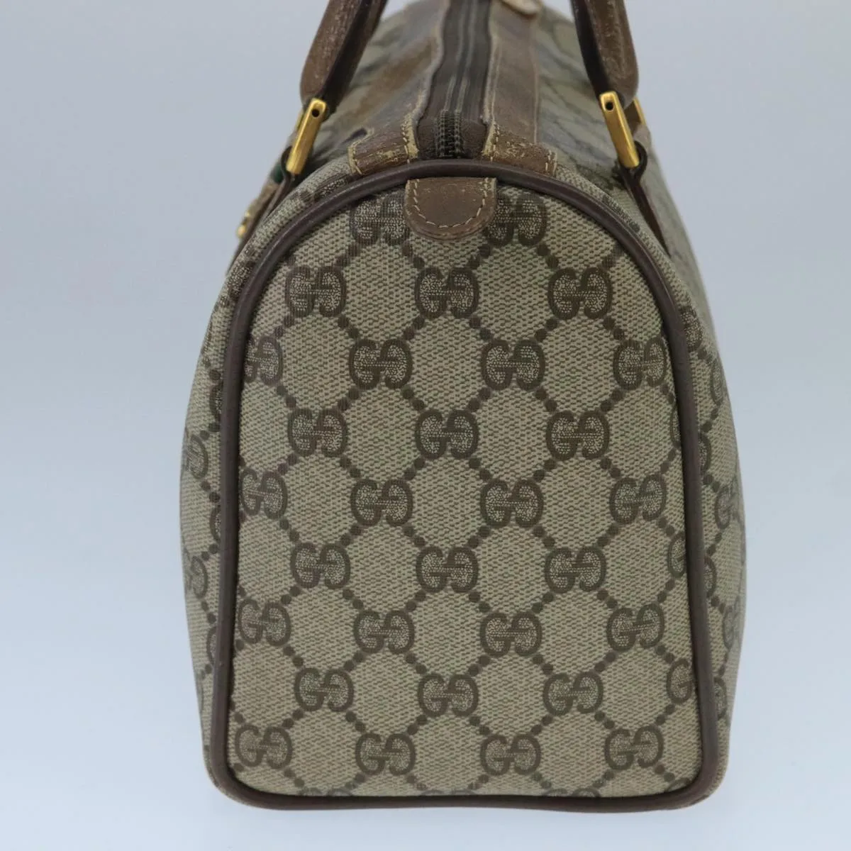 GUCCI GG Supreme Web Sherry Line Boston Bag PVC Beige Red 58 02 006 101466