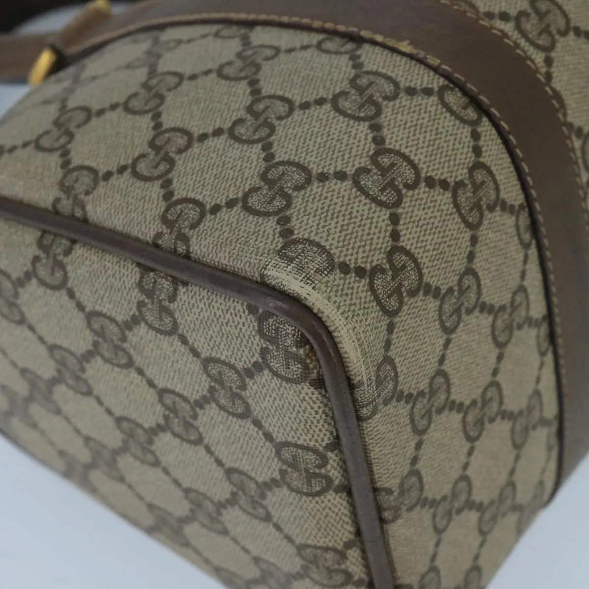 GUCCI GG Supreme Web Sherry Line Boston Bag PVC Beige Red 58 02 006 101466