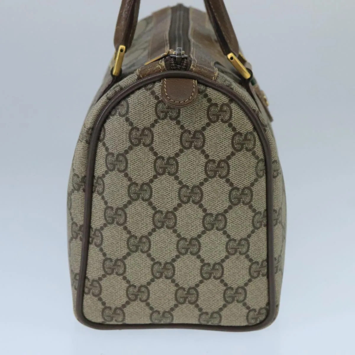GUCCI GG Supreme Web Sherry Line Boston Bag PVC Beige Red 58 02 006 101466