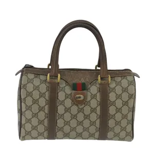 GUCCI GG Supreme Web Sherry Line Boston Bag PVC Beige Red 58 02 006 101466