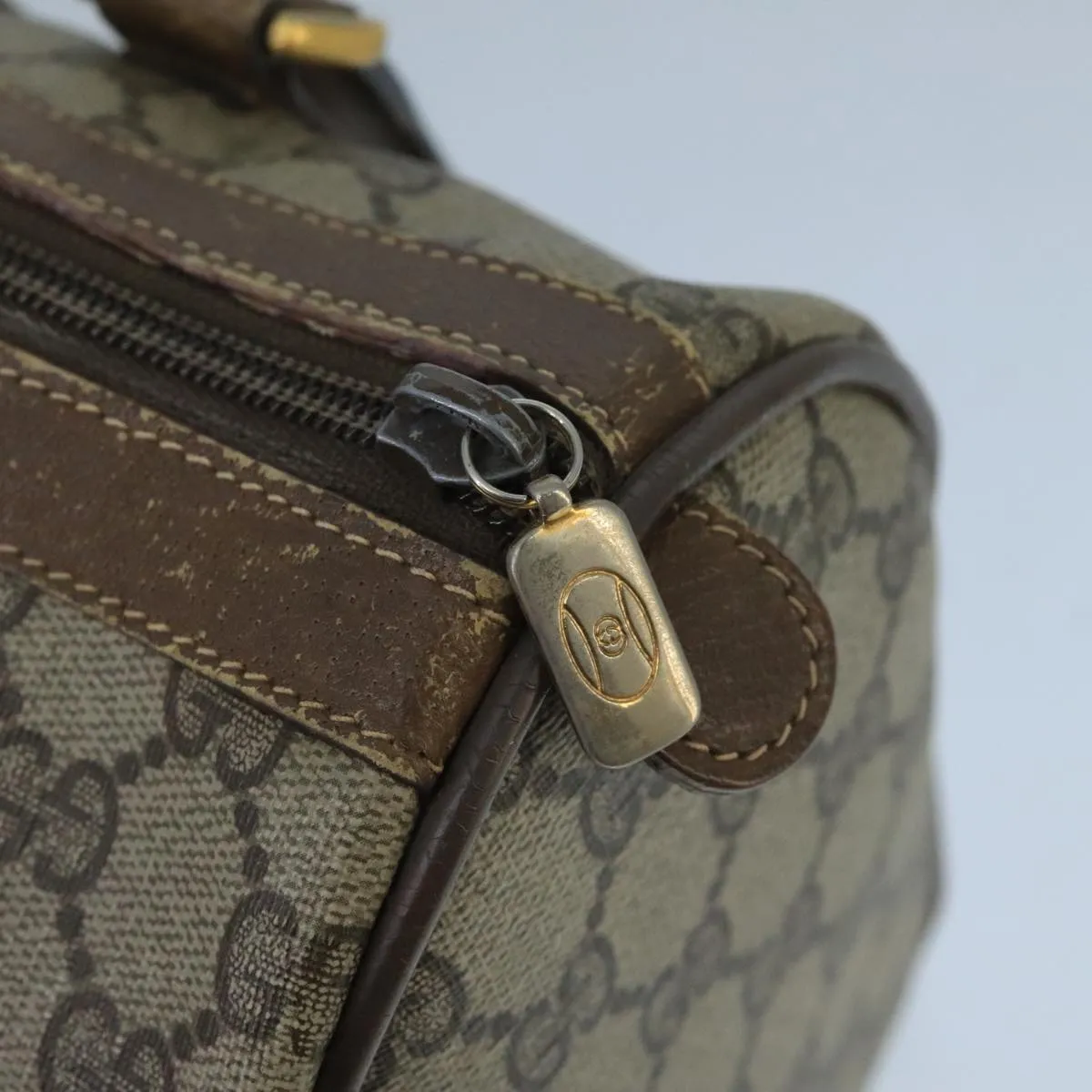 GUCCI GG Supreme Web Sherry Line Boston Bag PVC Beige Red 58 02 006 101466