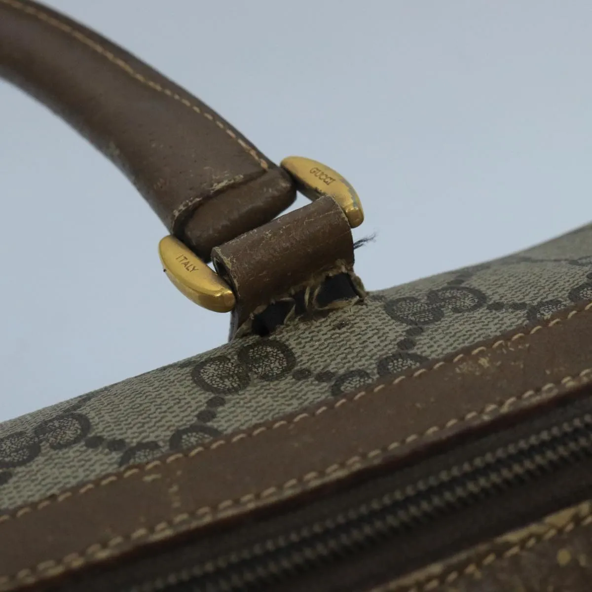 GUCCI GG Supreme Web Sherry Line Boston Bag PVC Beige Red 58 02 006 101466