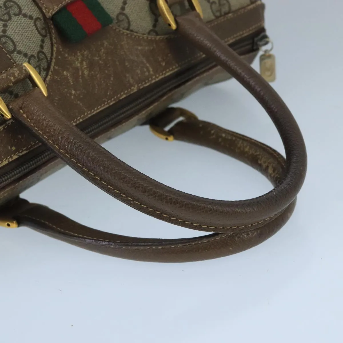GUCCI GG Supreme Web Sherry Line Boston Bag PVC Beige Red 58 02 006 101466