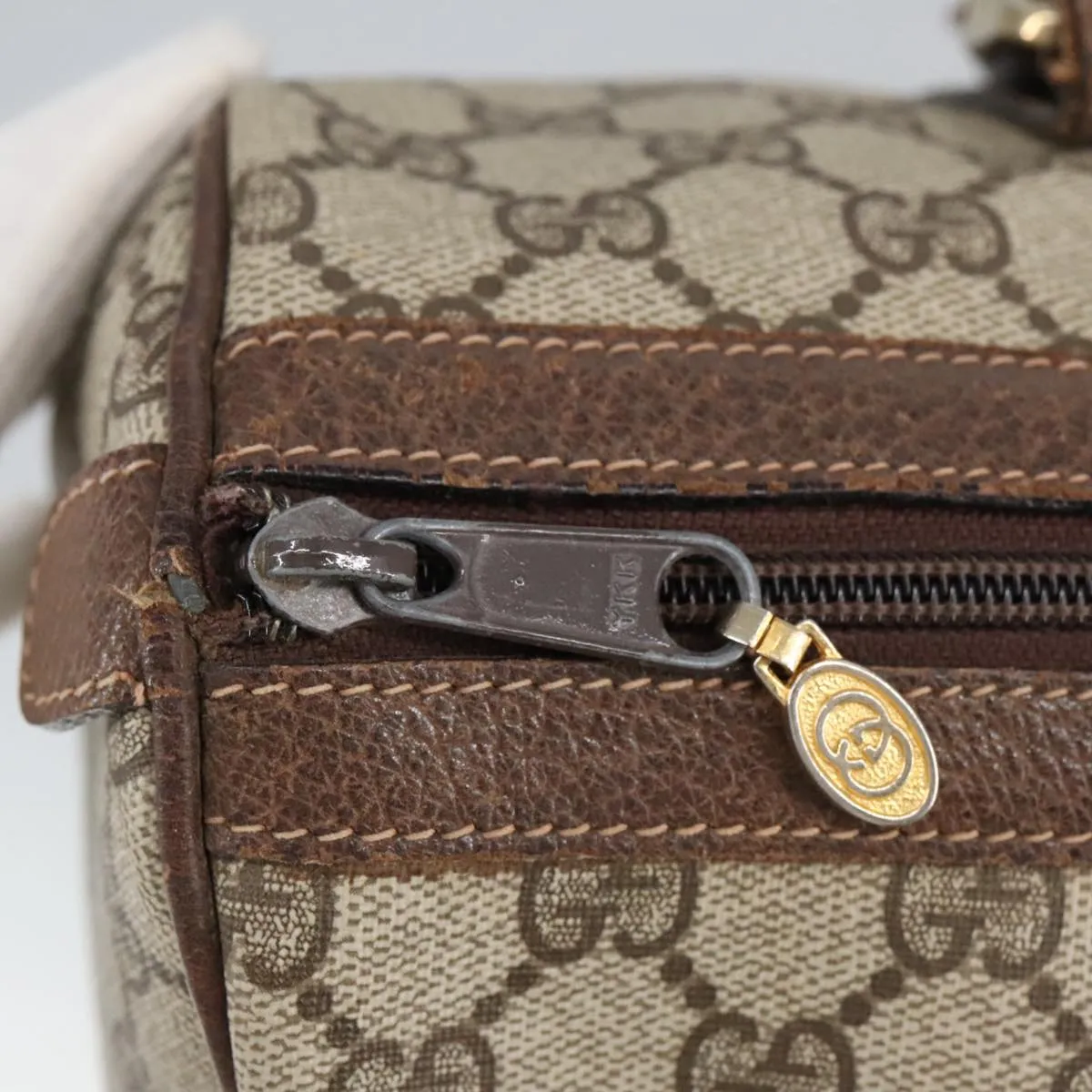 GUCCI GG Supreme Web Sherry Line Boston Bag PVC Beige Red Green mr633
