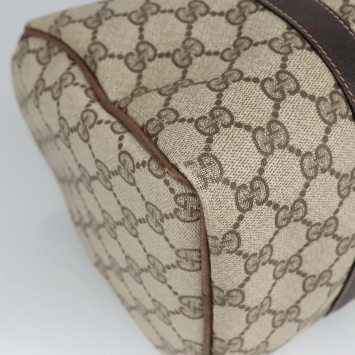 GUCCI GG Supreme Web Sherry Line Boston Bag PVC Beige Red Green mr633