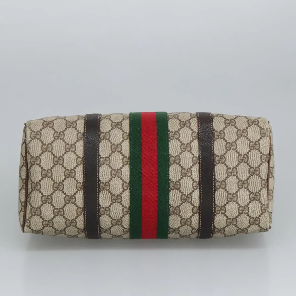 GUCCI GG Supreme Web Sherry Line Boston Bag PVC Beige Red Green mr633