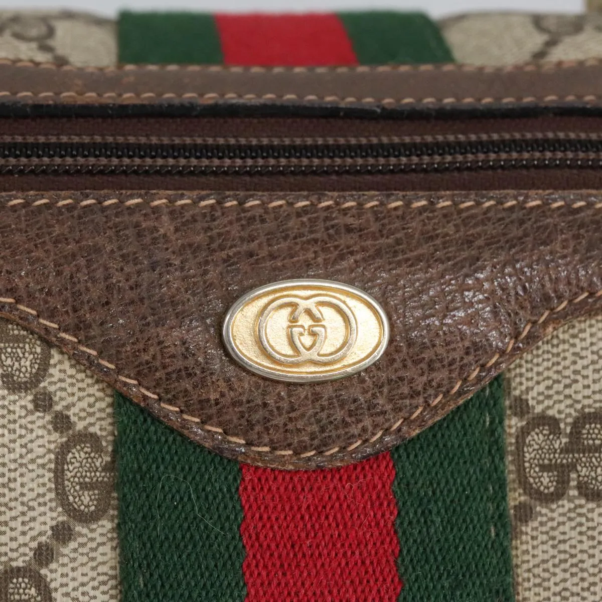 GUCCI GG Supreme Web Sherry Line Boston Bag PVC Beige Red Green mr633