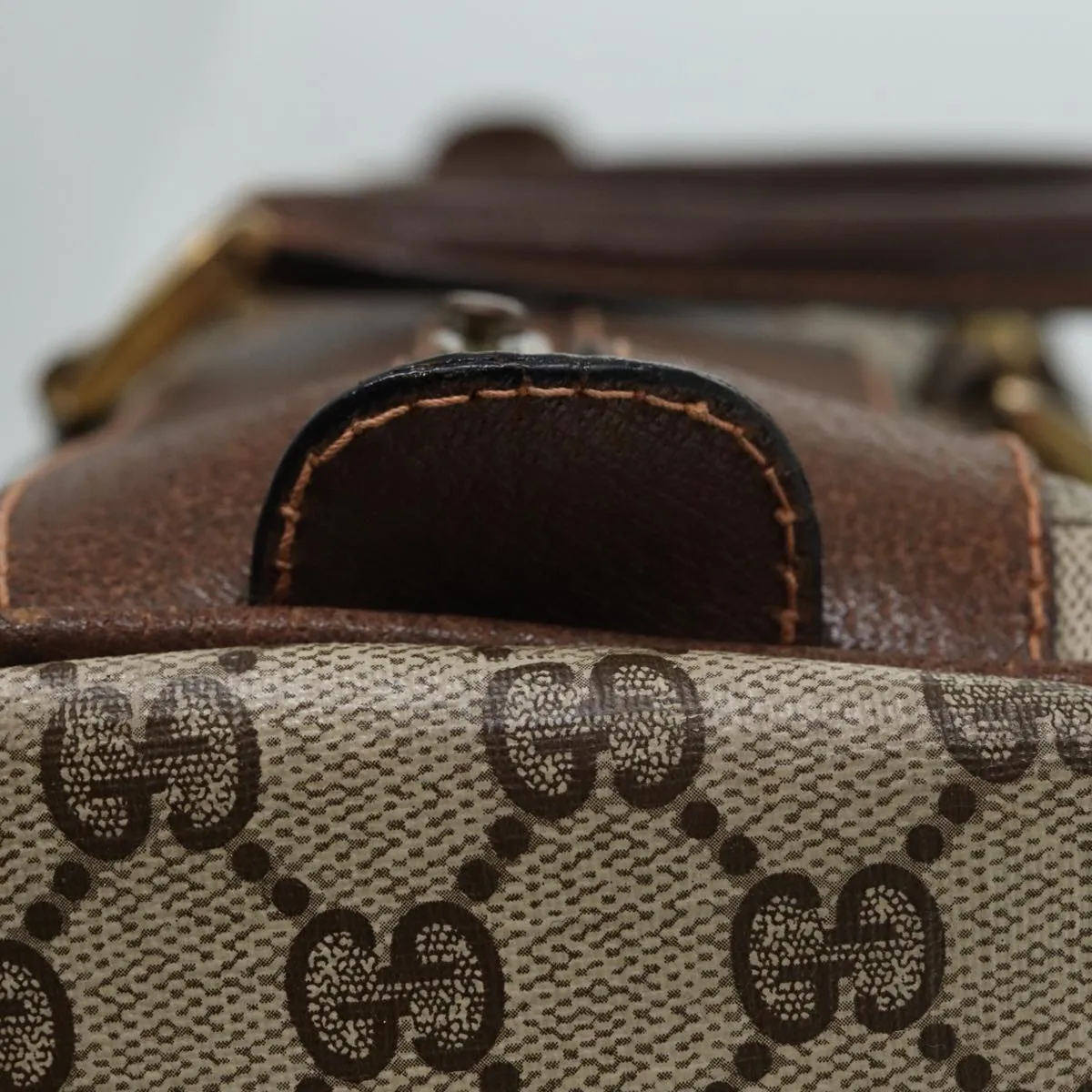 GUCCI GG Supreme Web Sherry Line Boston Bag PVC Leather Beige Red mr334