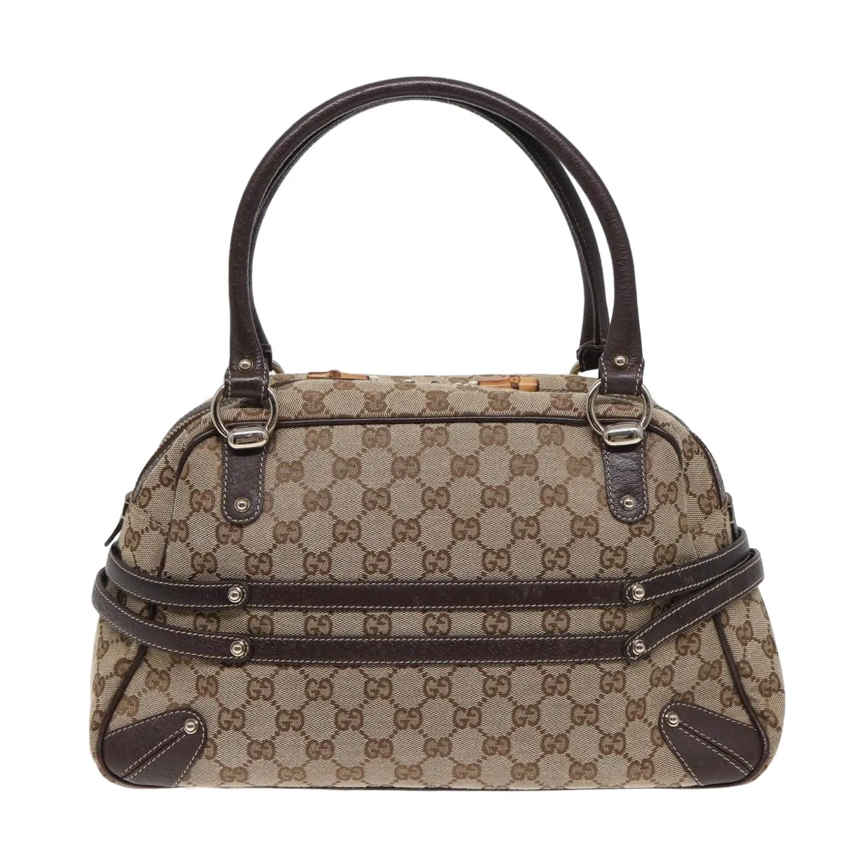 GUCCI Horsebit GG Canvas Boston Bag Beige 159398 mr355