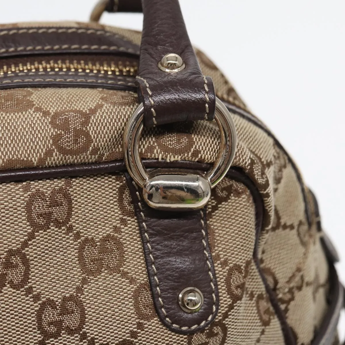GUCCI Horsebit GG Canvas Boston Bag Beige 159398 mr355