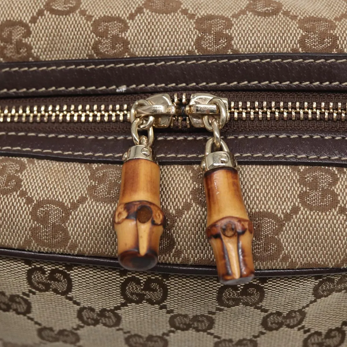 GUCCI Horsebit GG Canvas Boston Bag Beige 159398 mr355