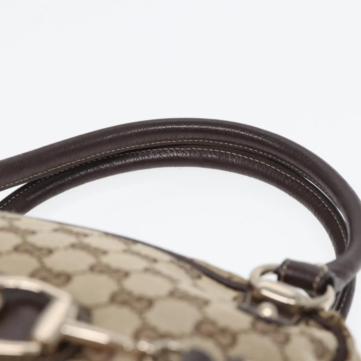 GUCCI Horsebit GG Canvas Boston Bag Beige 159398 mr355