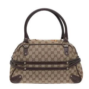 GUCCI Horsebit GG Canvas Boston Bag Beige 159398 mr355