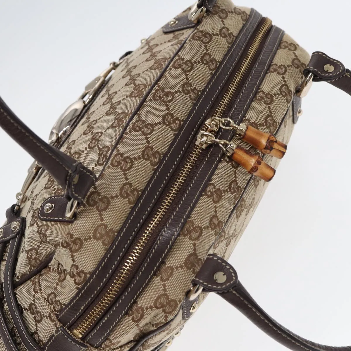 GUCCI Horsebit GG Canvas Boston Bag Beige 159398 mr355