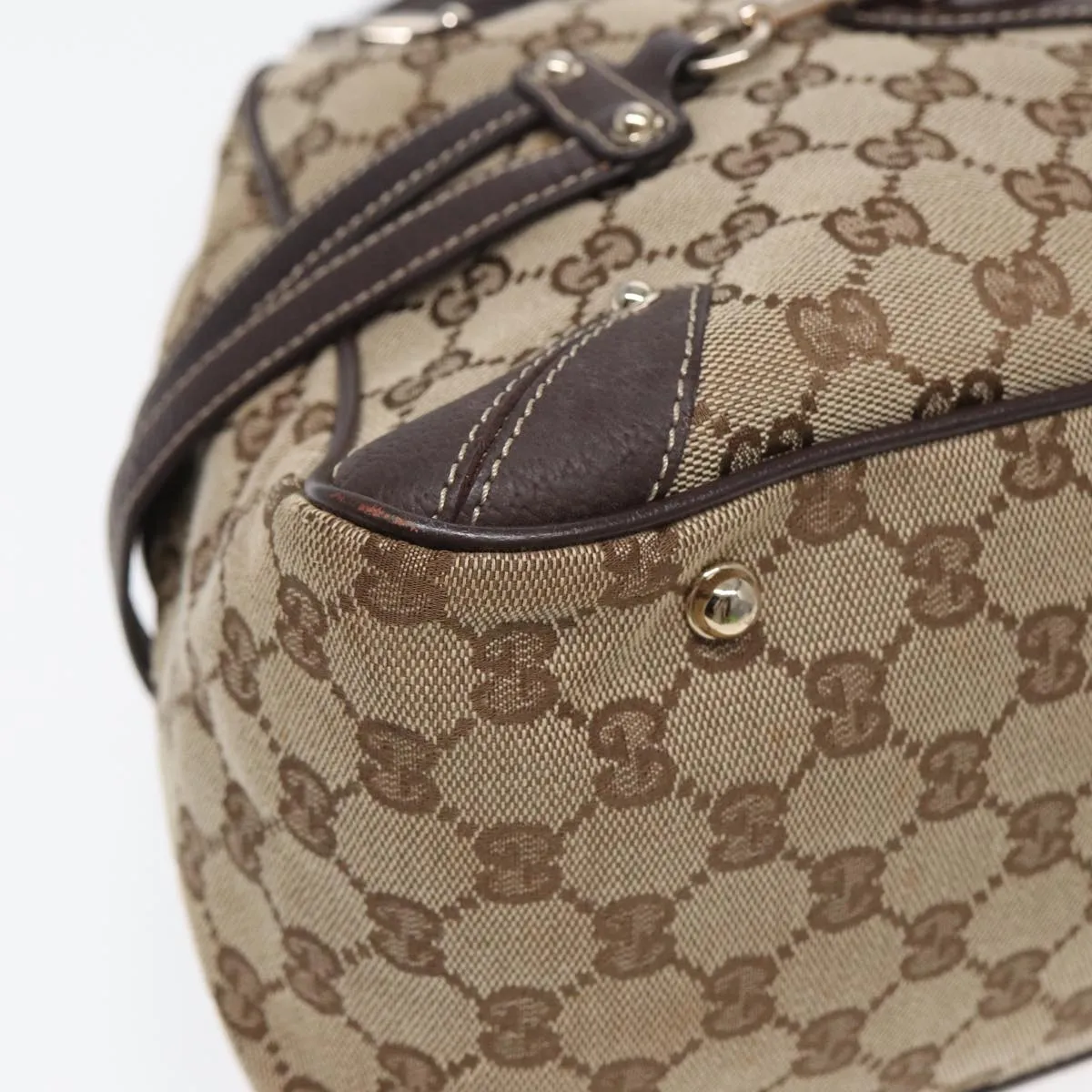 GUCCI Horsebit GG Canvas Boston Bag Beige 159398 mr355